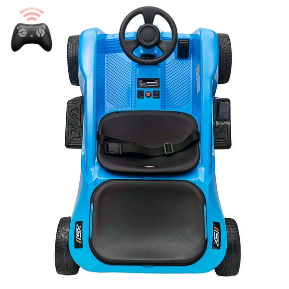 2 Seaters 4-Wheelers Electric Ride On Toy for Kids 24V 120W*2 Powerful Motors Max Load 200 Lbs, Two Driver Modes + Remote Control Modes with Music, for Kids Family