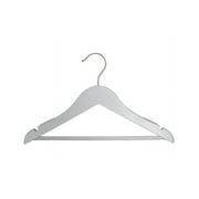 NAHANCO #20117WB 17" Low Gloss White Wooden Suit Hangers with Bar (Pack of 100)