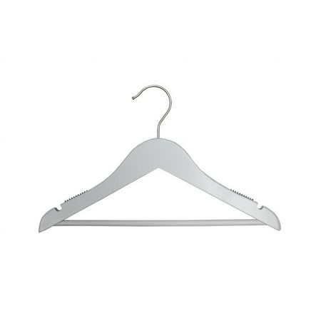 NAHANCO #20117WB 17" Low Gloss White Wooden Suit Hangers with Bar (Pack of 100)