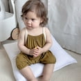 thumbnail image 4 of SROBPTY Toddler Summer Jumpsuits, Toddler Kids Girls Boys Solid Sleeveless Jumpsuit Romper Yellow 12-24 Months, 4 of 5
