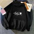 thumbnail image 2 of ibuvkizy Hoodies for Women Print Winter Hoodie Pullover Tops Long Sleeved Comfortable Sweatshirt with Pockets Black,XXL, 2 of 3
