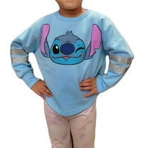 Disney Stitch Aloha Youth Girls Long Sleeve Sweatshirt, Light Blue