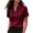 Wine, variant on Women's Satin Short Sleeve Shirt, Elegant Silky Button Down Blouse, Professional Work Top with Double Pockets, Slim Fit Summer Office Shirt