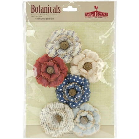 Farm House Fair Skies Botanicals Paper Flowers 6/Pkg-Dawn & Dusk