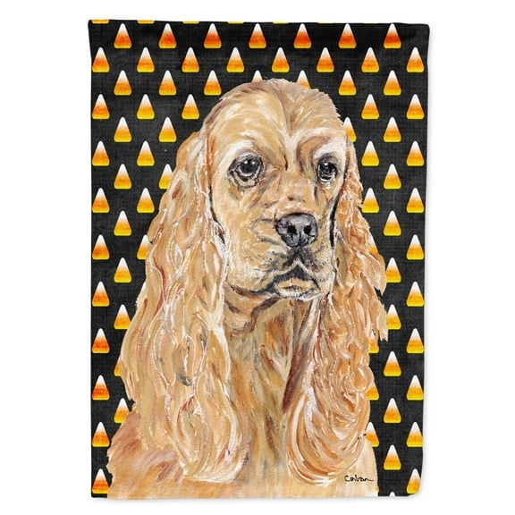 Carolines Treasures SC9528-FLAG-PARENT Cocker Spaniel Halloween Candy Corn Flag  multicolor