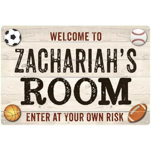 ZACHARIAH'S Room Kids Bedroom Sign Boy's 8x12 Metal 208120090412