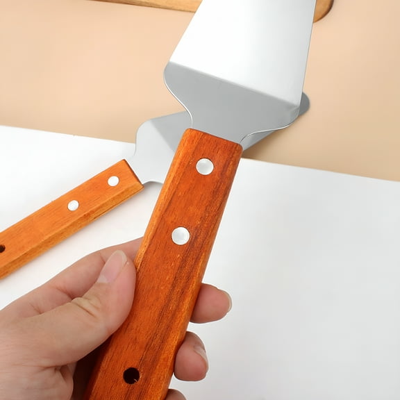 ACDANC Pie Server Stainless Steel Pie Spatula Wood Handle Pizza Server Metal Pie Cutter Slicer Flatware Cake Pie and Pastry Servers for Kitchen