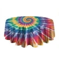 thumbnail image 5 of Colorful Rainbow Tie Dye Spiral Pattern Round Tablecloth 60"x60",Wrinkle Wipeable Table Cloth for Kitchen Dining Room Picnic Patio Party, 5 of 6