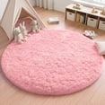 thumbnail image 3 of Nefoso 4ft x 4ft Round Area Rug, Soft Fluffy Circle Rug Shag Round Rugs for Living Room Bedroom Indoor Home Decor, Pink, 3 of 11