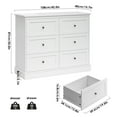 Homfa 6 Drawer Double Dresser White, Wood Storage for Living
