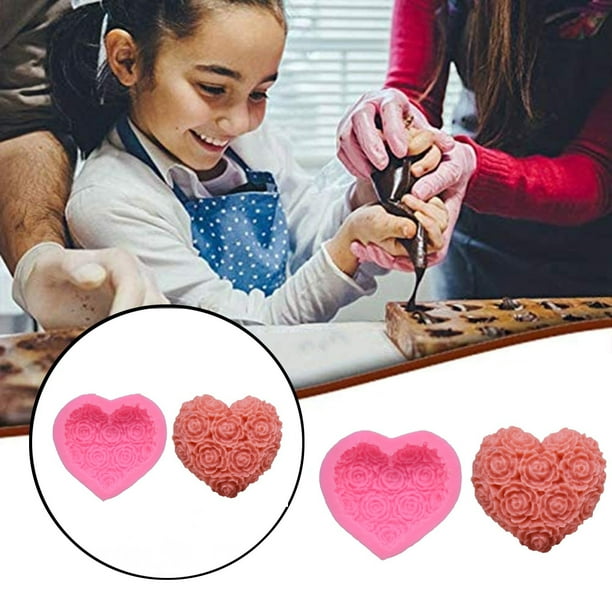 Molde para hornear pasteles de yeso aromático con forma de corazón de flor de rosa