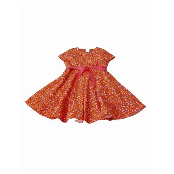 Troy and London cotton girl's orange pink floral umbrella dress