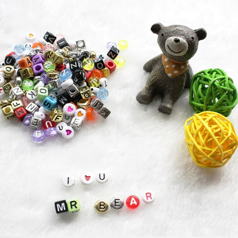 24 Grids Alphabet Beads Colorful A-Z Letter Beads Household Vowel Letter  Beads with Storage Box for Bracelet Necklace Earring 
