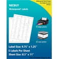 thumbnail image 1 of WWS-100 Pcs Bottle Labels 9.75x1.25 inch Printable Glossy White Waterproof Vinyl Sticker Labels for Inkjet or Laser Printer, 1 of 4