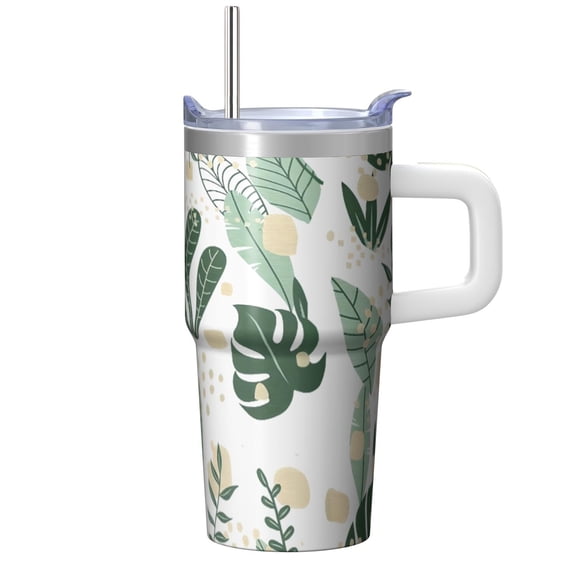Women's 20oz Floral Gift Tumbler - Insulated Stainless Steel Travel Mug with Handle and Straw, Leak-Proof Lid, Coffee Tea Cup