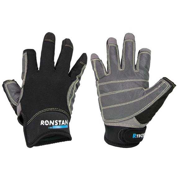 Guantes Ronstan Sticky Race de 3 dedos negros, talla XS