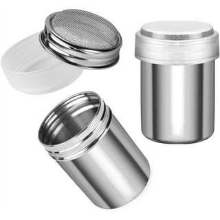 Powder Sugar Shaker with Lid, SOSMAR 2 Pieces 304 Stainless Steel Powder  Shaker Duster/Mesh Sifter Sprinkler for Icing Sugar Cocoa Cinnamon  Chocolate