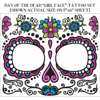Floral Sugar Skull Dia de Muertos Tattoo for Face