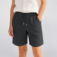thumbnail image 2 of LIIPEE Girls Kids Solid Color Drawstring Waist Waffle Knit Casual Shorts For Summer Daily Wear Outdoor Activities School Casual Outings Dark Gray 11-12 Years, 2 of 9
