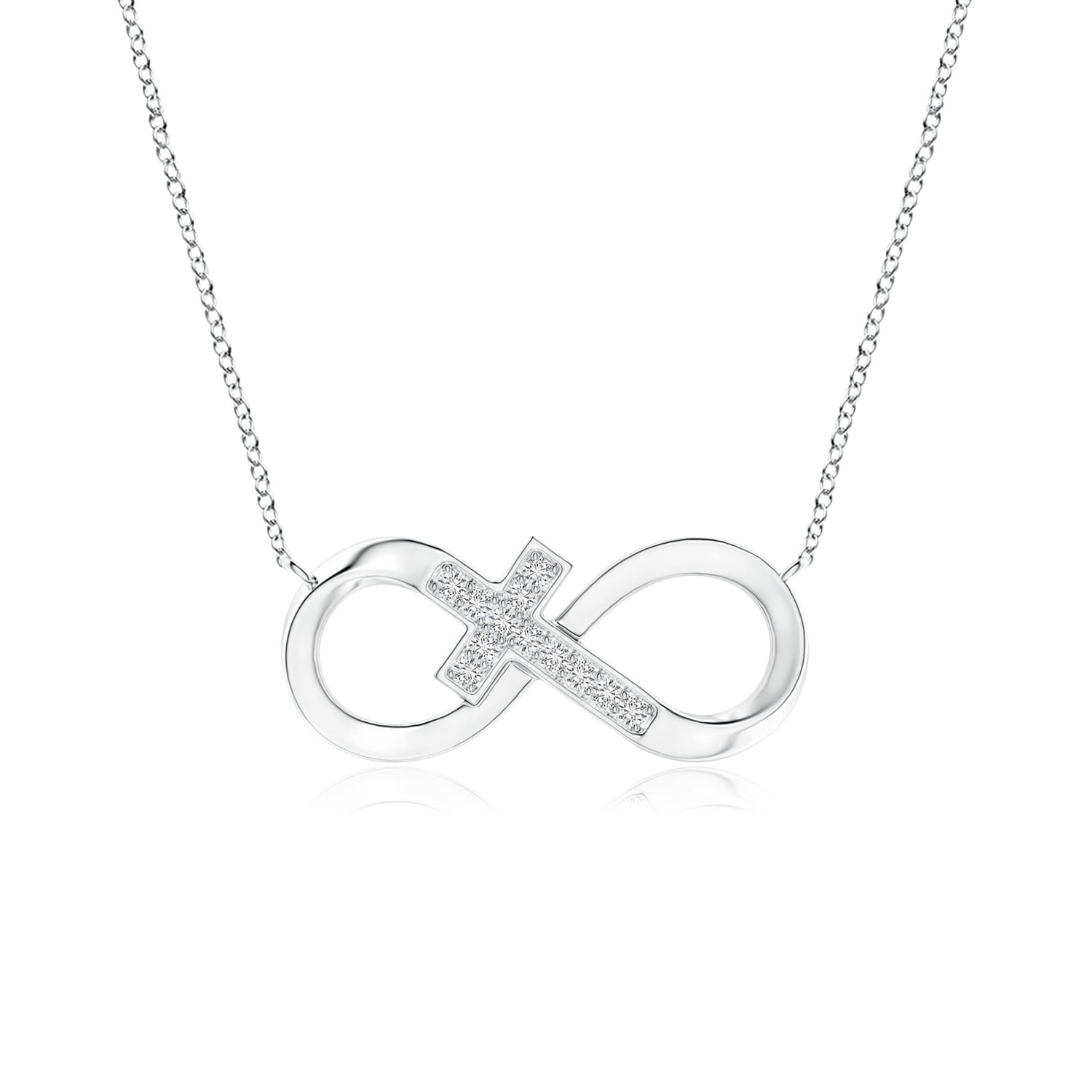 Angara PaveSet Diamond Sideways Infinity Cross Pendant in 14K White