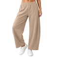 thumbnail image 2 of CFLVAEK Sweatpants Women Barrel Wide Leg Baggy Lounge Pants with Pockets Casual Elastic Waist Workout Sweat Pant Khaki L, 2 of 6