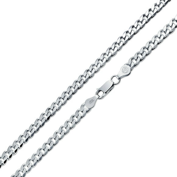 Men's Solid 6MM Diamond Cut .925 Sterling Silver Miami Cuban Curb Chain Necklace for Men Teens Women 16 Inch