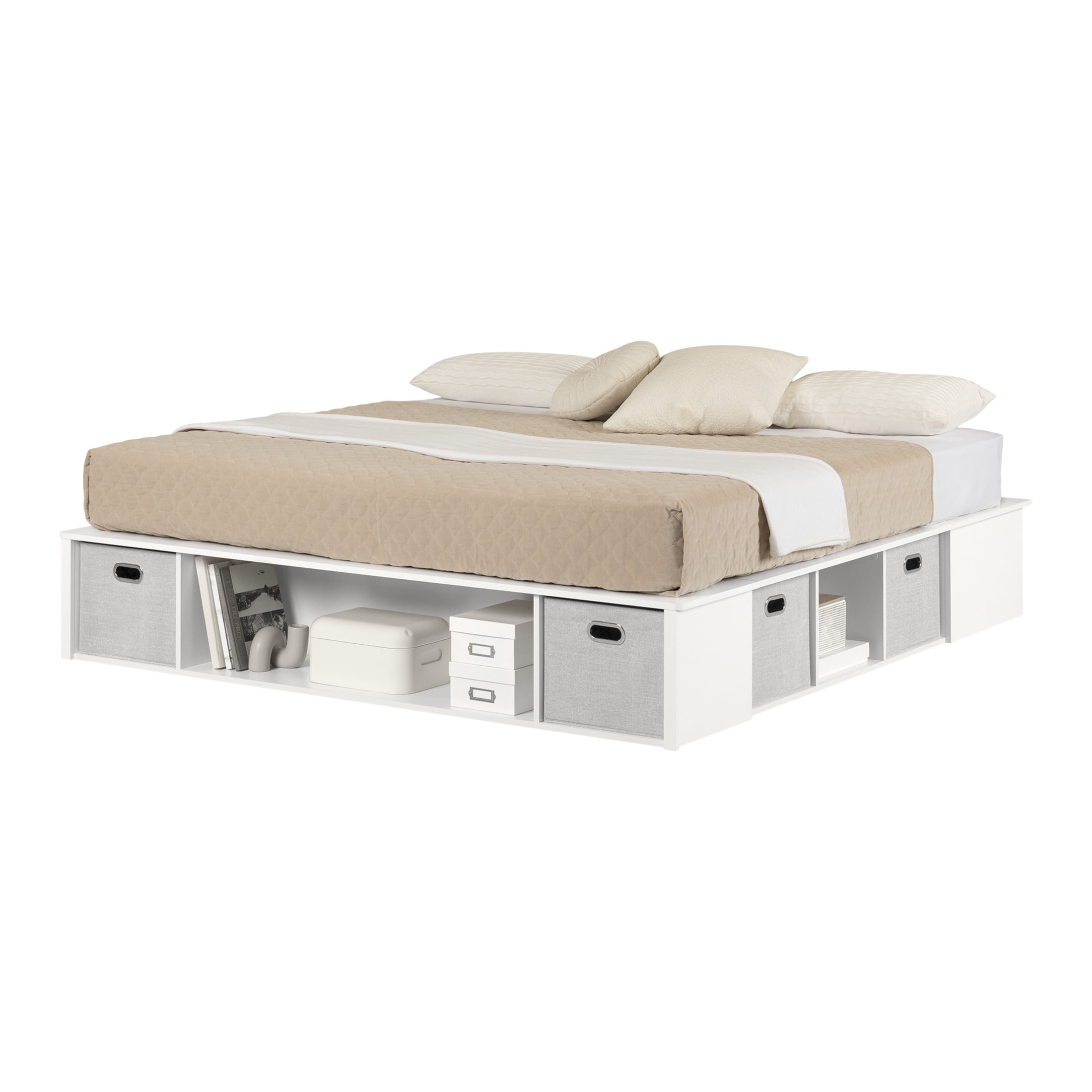 South Shore Flexible, Contemporary Bed, King White