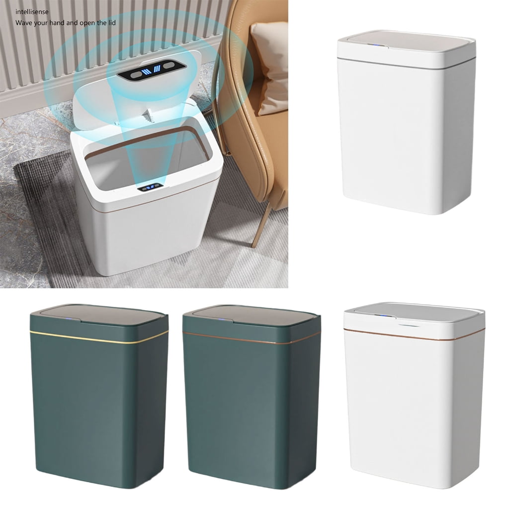 Intelligent Trash Bin with Motion Sensors Lid, Convenient Automatic Garbage Can for Bathroom Dustbin 15L/18L Capacity
