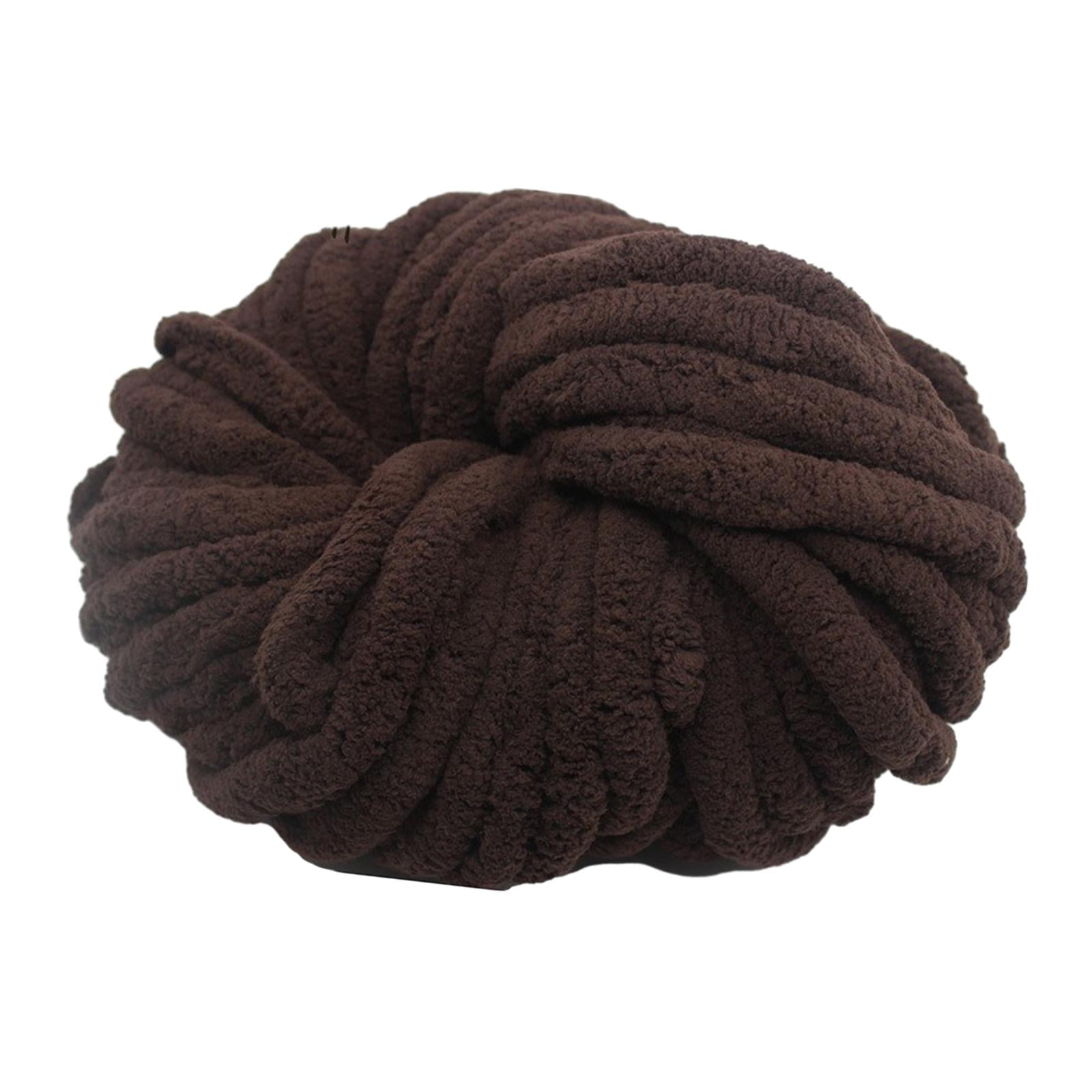 Tachiuwa Chunky Chenille Yarn for Crocheting, Bulky Thick Yarn for Knitting,Super Bulky Chunky Yarn for Hand Knitting Blanket Coffee