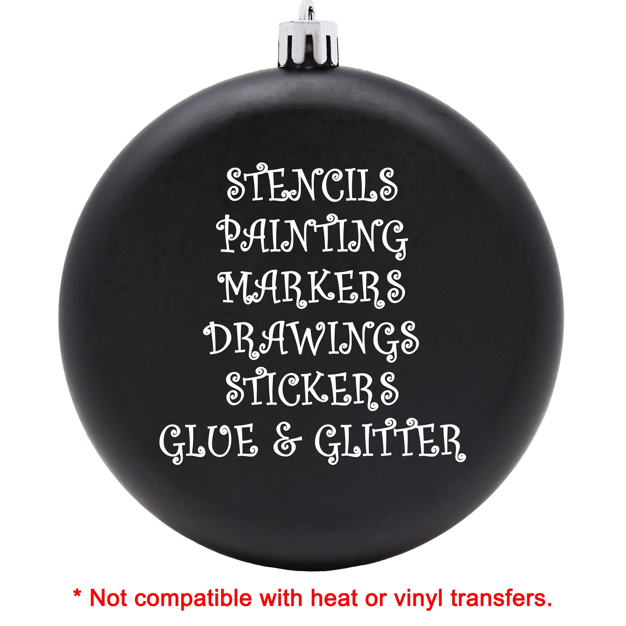 Sleetly DIY Christmas Ornaments Set for Kids and Adults - DIY Crafts, Painting, Drawing, Stickers, Decals, Large 4 inch, Matte Blank Flat Disc, Stencils Included, Black, Set of 12