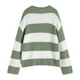 thumbnail image 4 of Arlun Oversized Striped Color Block Cozy Knitted Sweaters for Women Loose Crew Neck Long Sleeve Drop Shoulder Pullover Sweater 2026 Winter Spring Fashion Outfits Green L, 4 of 4