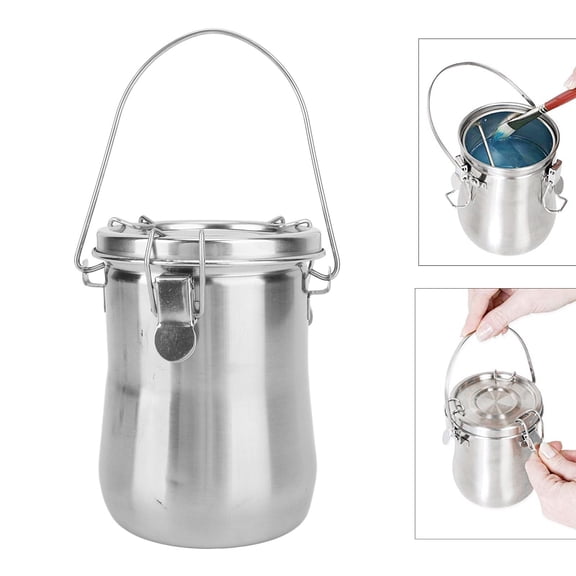 Stainless Steel Paint Brush Washer, Portable Leak-Proof Brush Cleaner with Lid and Filter Screen, 4.9" Tall x 3.4" Dia, Ideal for Watercolor, Acrylic, Oil Painting and Other Art Projects