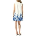 thumbnail image 3 of Vestido de verano casual con estampado floral y dobladillo con volantes de INSPIRE CHIC, sin mangas, mini, blanco, talla S, 3 of 6