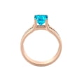 thumbnail image 4 of 5.20 ctw Blue Topaz Ring with Diamonds 14K Rose Gold Bridge Channel set Princess, 4 of 7