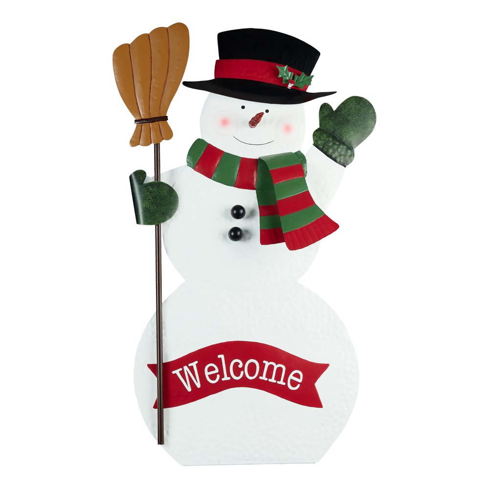 Holiday Time Metal Snowman Stake Outdoor Christmas Decoration, 23.5" x 36"