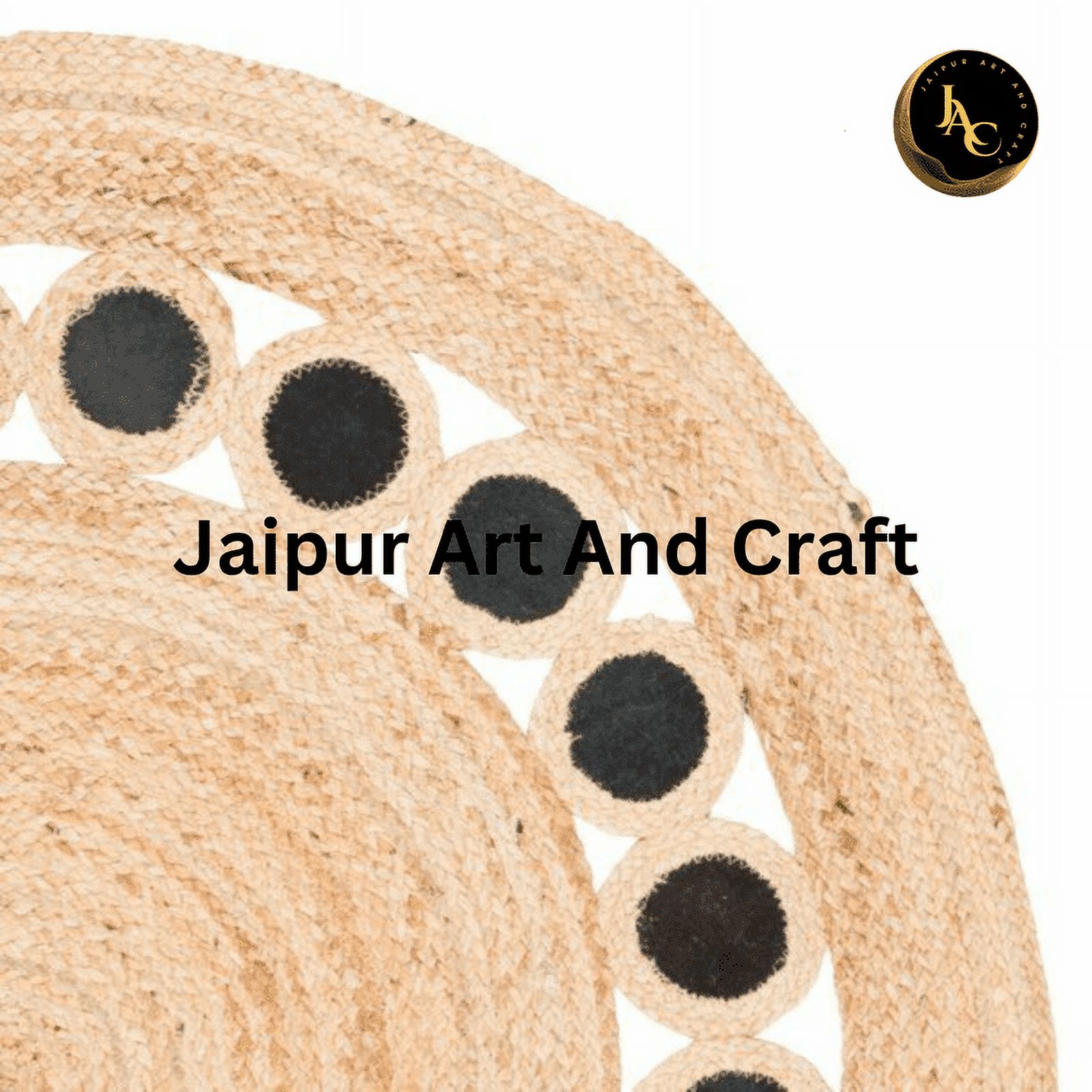 Jaipur Art And Craft Indian Hand Braided Natural Fiber Mid Black Tikki Brown Jute Round Area Rug (8x8 Sq Ft)