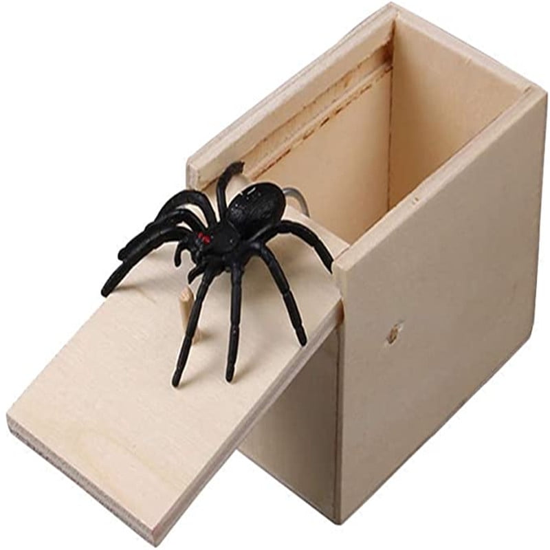 New Novelty Hilarious Scary Box Spider Prank Wooden Scary Box Joke Gag Toy UK 