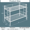 thumbnail image 5 of Twin Over Twin Metal Bunk Bed,Metal Structure Bedframe with Safety Guardrails and 2 ladders,Convertible Bunkbeds,No Spring Box Required and Space Saving Design,White, 5 of 7