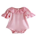 thumbnail image 1 of MesaSe Newborn Girls Ruffle Lace Collar Half Sleeve Bodysuit, 1 of 4