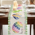 thumbnail image 3 of Table Runners 72 Inches Long Dress Scarves, Easter Farmhouse Kitchen Table Runner, Coffee Tablerunners, Colorful Eggs Bunny Floral Vines Green Plaid 14x72 Inch, 3 of 9