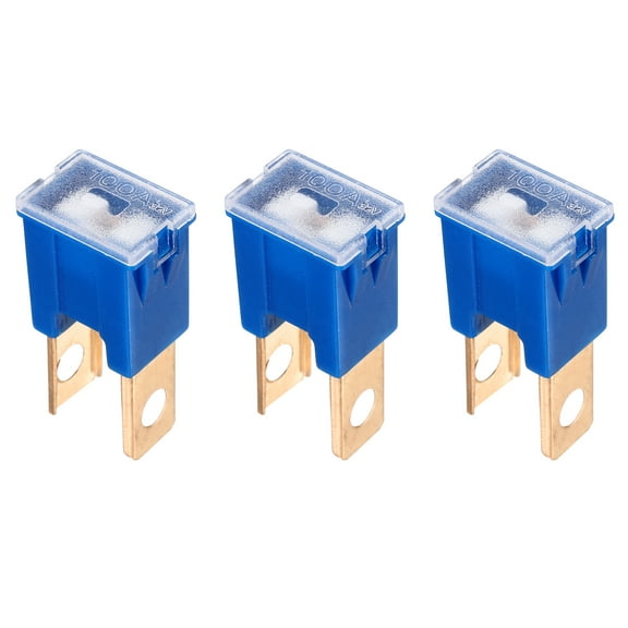Uxcell 3pcs Cartridge Fuse, 32VDC 100A Male Terminal Automotive Assortment J Case Fuse for Car, Truck, RV, Boats, Dark Blue