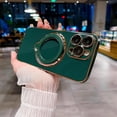 thumbnail image 5 of for iPhone 12 Pro Max Case, Compatible with MagSafe, Luxurly 360° Rotatable Magnetic Ring Stand Case, Phone Case for iPhone 12 Pro Max with Camera Lens Protector for Women Girls, Green, 5 of 13