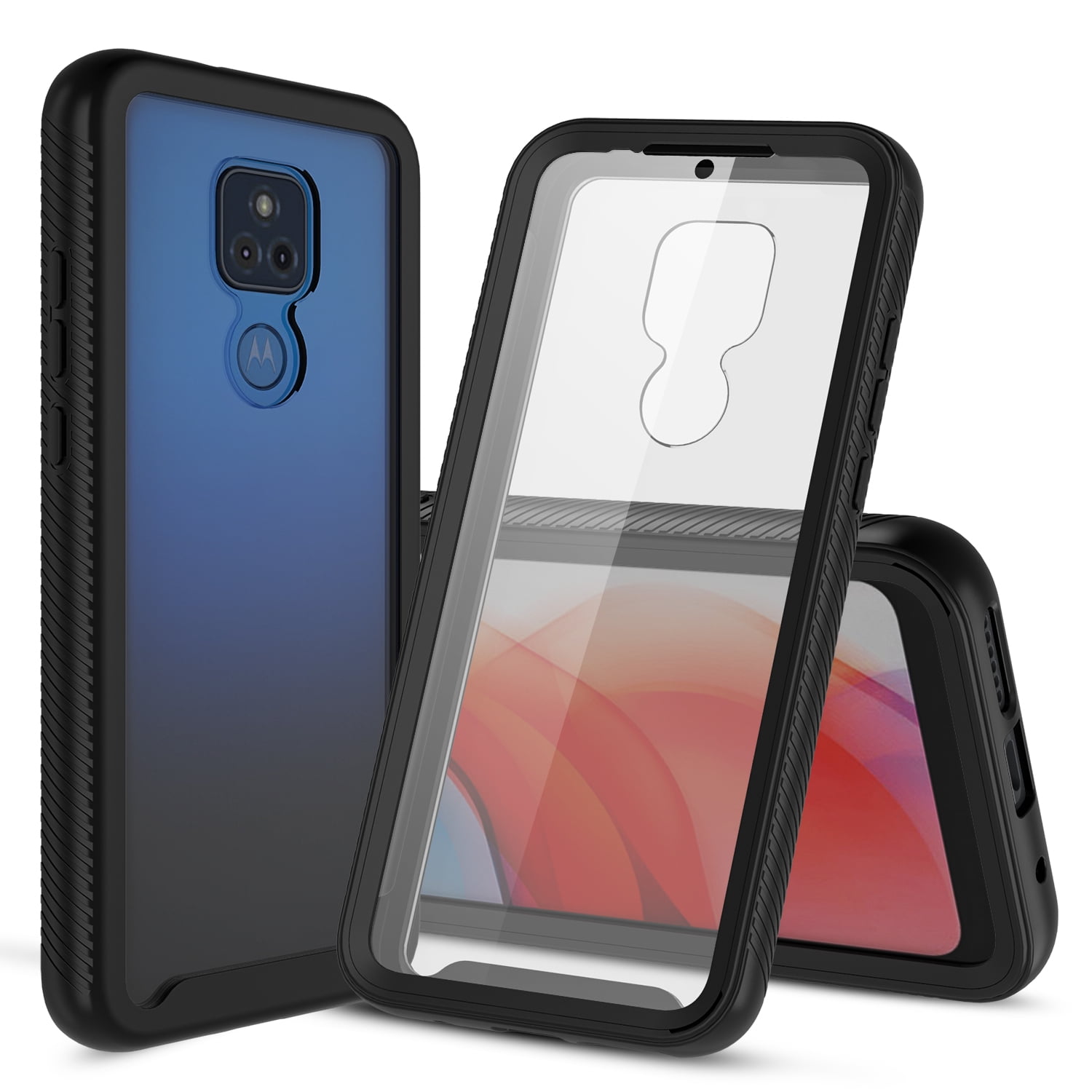 CBUS Heavy-Duty Phone Case with Built-in Screen Protector Cover for Motorola Moto G Play (Black)