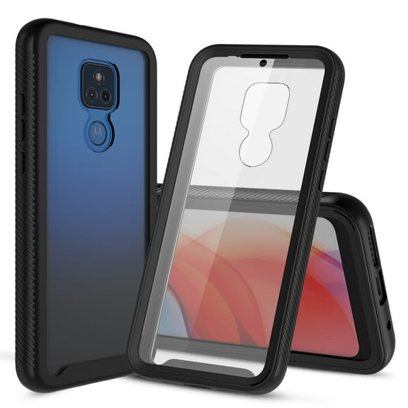 CBUS Heavy-Duty Phone Case with Built-in Screen Protector Cover for Motorola Moto G Play 2021 (Black)