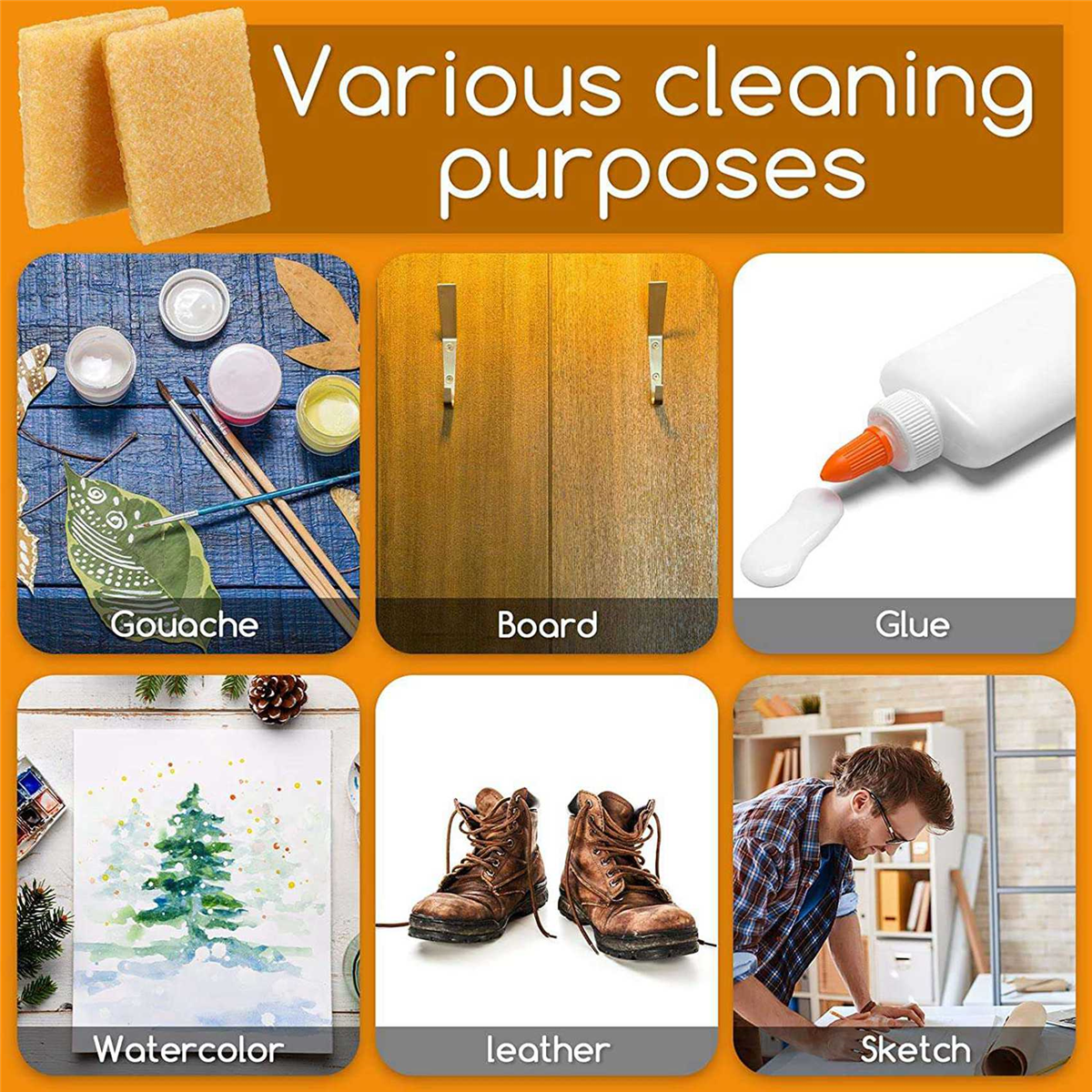 60 Pcs Glue Residue Cement Eraser Rubber Cleaning Eraser for Removing Adhesive and Residues From Paper Plastic and More