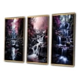 thumbnail image 3 of Designart "Uncharted Journey Beneath the Pink Tree Waterfall I" Landscapes Framed Wall Art Set Of 3 - Pink Waterfall Frame Gallery Wall Set For Home Decor, 3 of 6