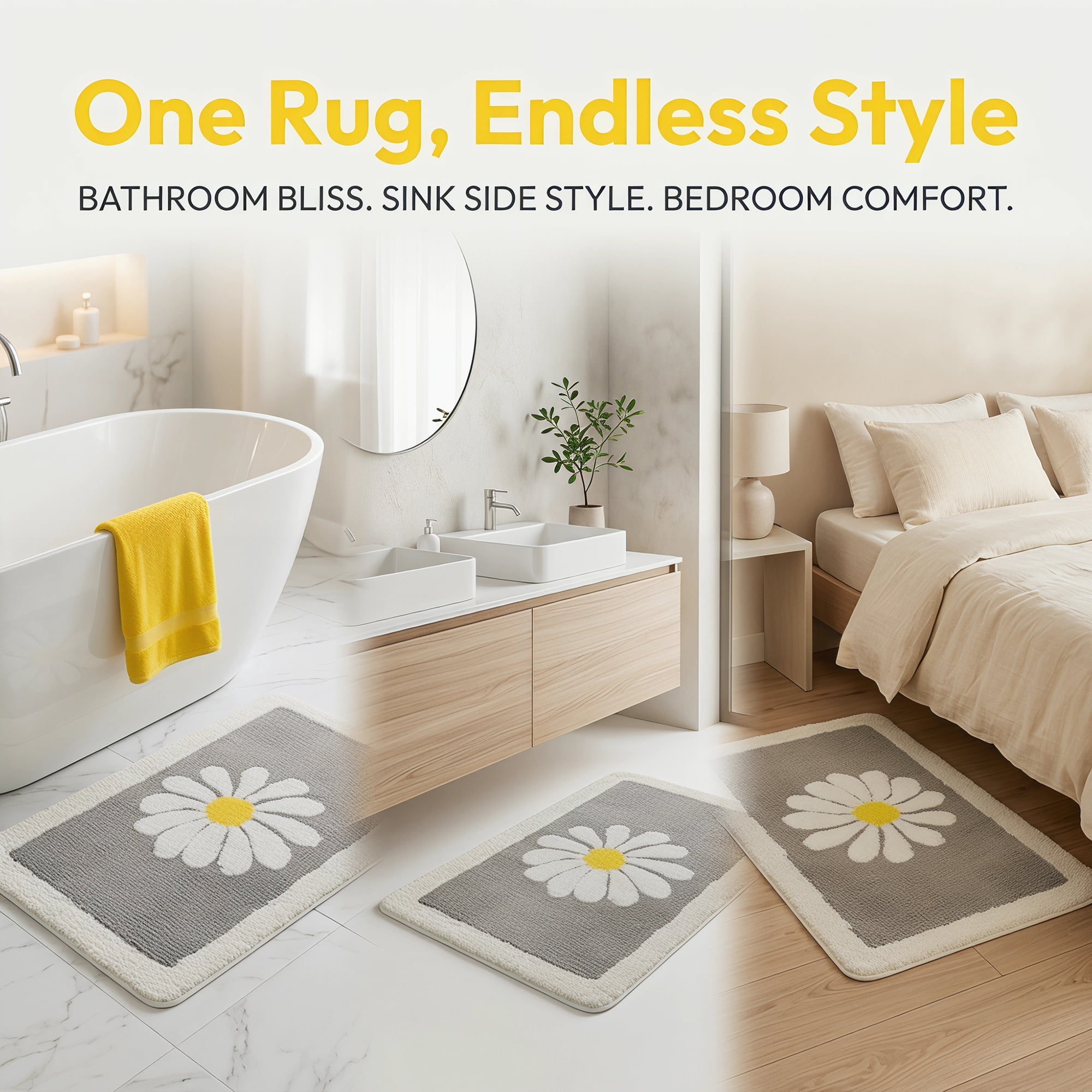 Unique Bargains Aesthetic Non Slip Ultra Soft Absorbent Shaggy Bath Mat Grey 32" x 20"