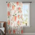 thumbnail image 4 of Peach Sheer Curtains 72 Inches Long, Spring Floral Green Leaf Botanical Pink Fruit Rustic Light Filering Curtains, Breathable Simi Curtain Privacy Drapes for Living Room Bedroom Window Treatment, 4 of 9