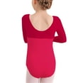thumbnail image 5 of CYRBOKO Girls Gymnastics Leotards, Stretchy Performance Training Long Sleeve Dancewear Clothes Red Size 10-12 T, 5 of 7