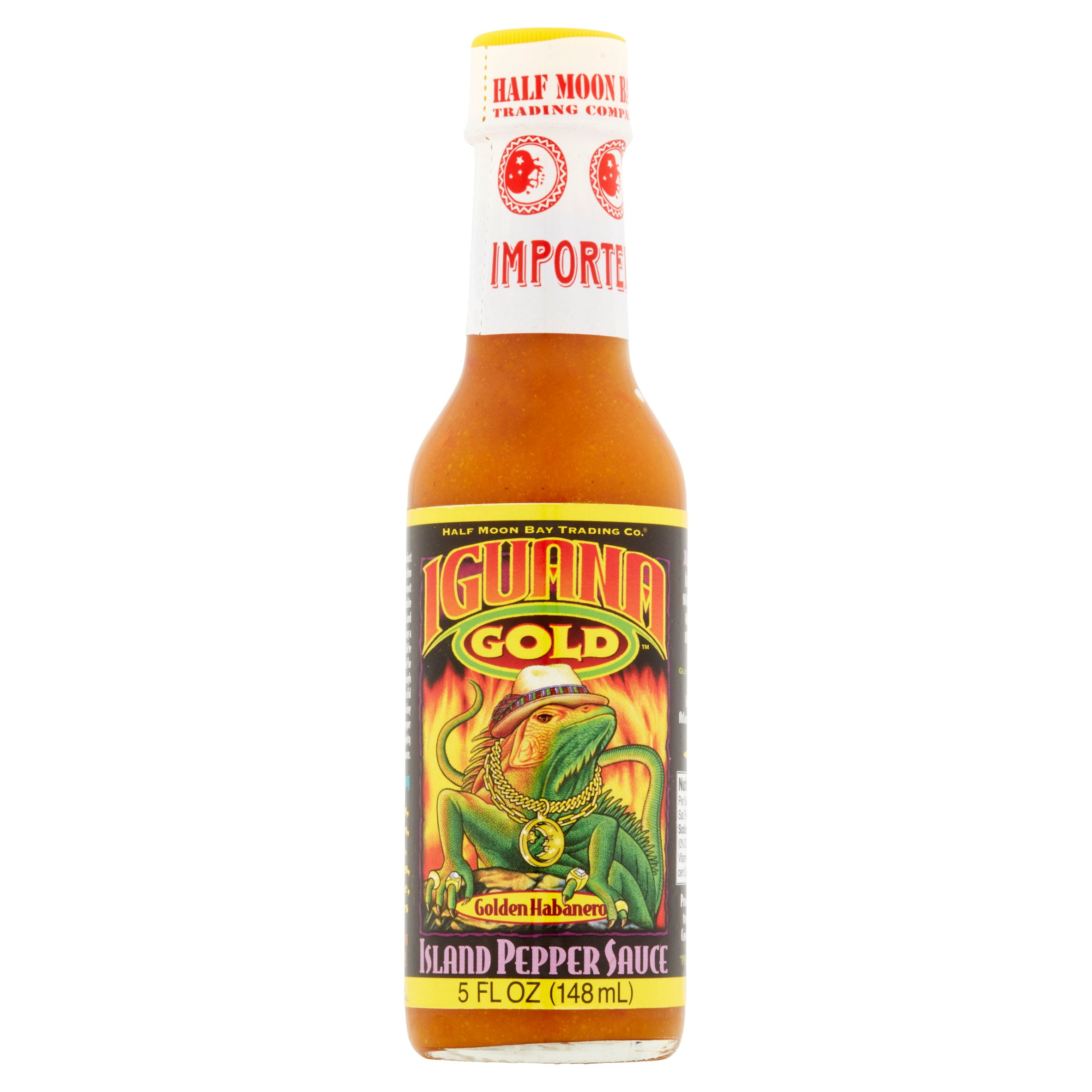 Iguana Gold Golden Habanero Island Pepper Sauce, 5 fl oz, 6 pack